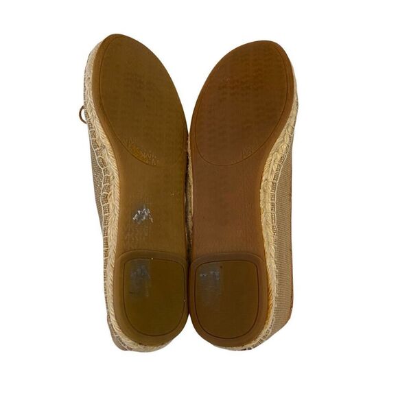 Michael Michael Kors Slip On Bow Jute Espadrilles Ballet Flats Gold Tone Metal - Picture 7 of 10